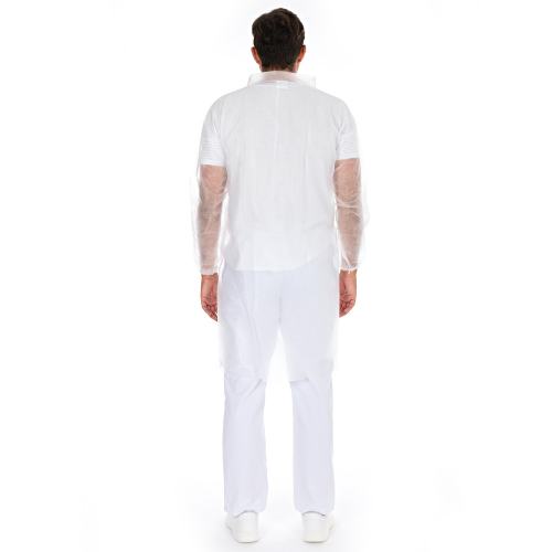 Preview: Vlies Kittel XL mit Druckknöpfen Polypropylen-Vlies weiss