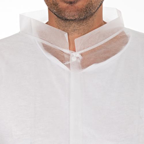 Preview: Vlies Kittel XL mit Druckknöpfen Polypropylen-Vlies weiss