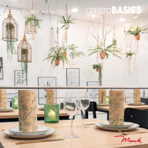 Preview: MANK Recycling Tissue Motiv FSC® OPUS FLORA 40,0x40,0cm 1/4 Falz gastroBASICS