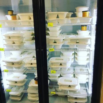 Preview: Menüschale 22,9x15,3cm weiß 600/400ml zweigeteilt Zuckerrohr