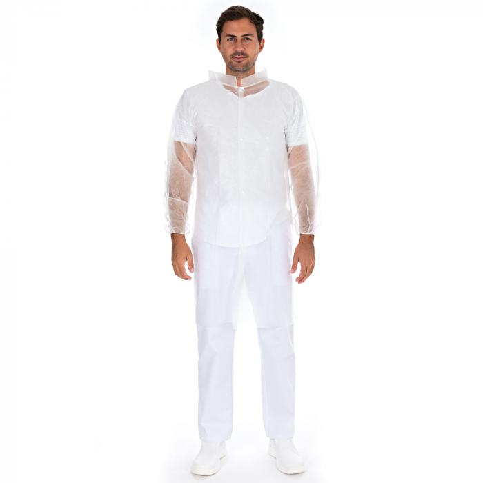 Vlies Kittel XL mit Druckknöpfen Polypropylen-Vlies weiss