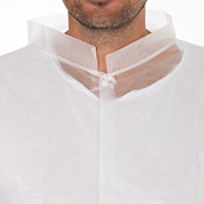 Vlies Kittel XL mit Druckknöpfen Polypropylen-Vlies weiss