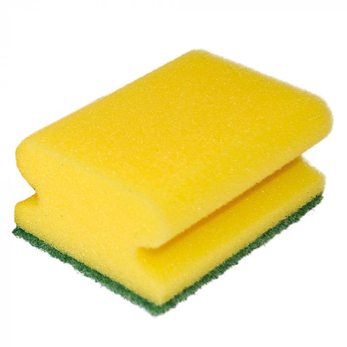 Reinigungsschwamm "Classic" mit Griffmulde und grüner Hartvlies Seite 9,5 x 7,0 x 4,5cm
