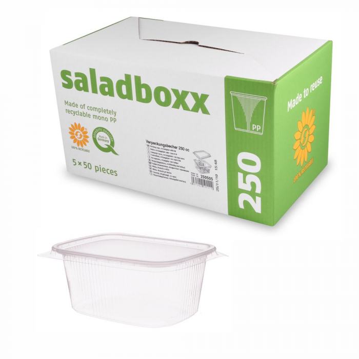 Feinkostbecher PP eckig 250ml inkl. Deckel "Made in Germany"