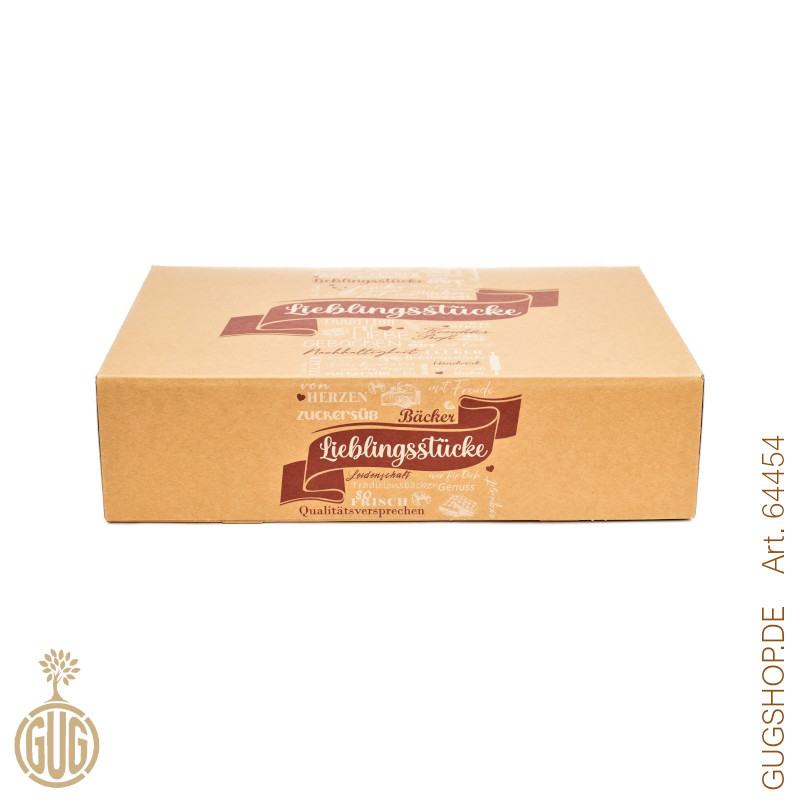 Tortenkarton mit Klappdeckel Kraft "Lieblingsstücke" 31,0x22,0x8,0cm