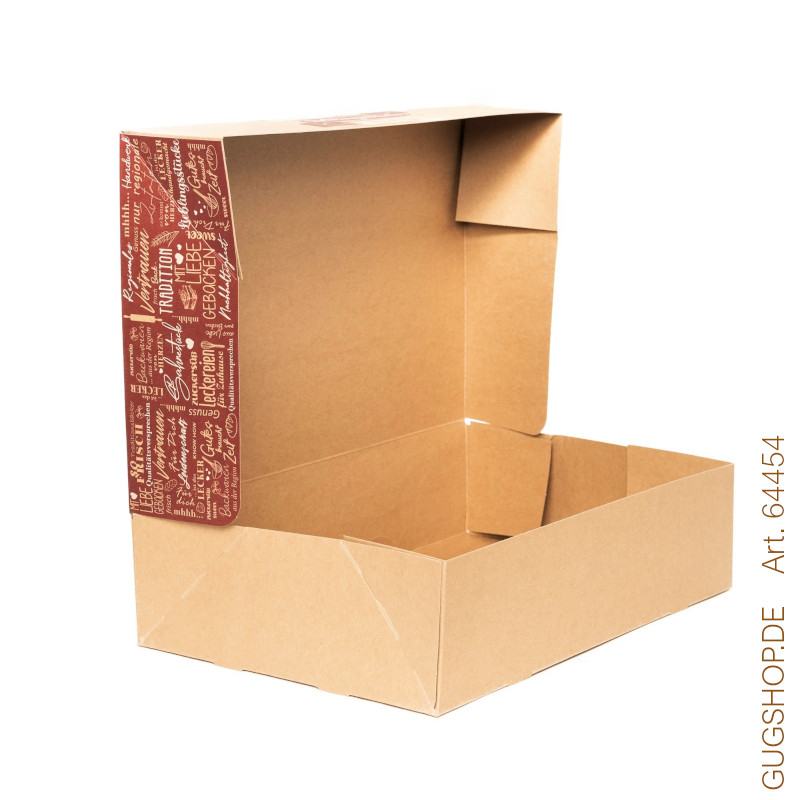 Tortenkarton mit Klappdeckel Kraft "Lieblingsstücke" 31,0x22,0x8,0cm