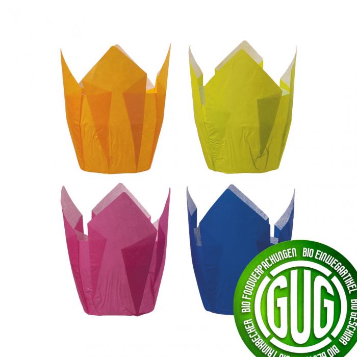 Tulip - Backkapseln blau, gelb, grün, pink Ø 5,0 cm