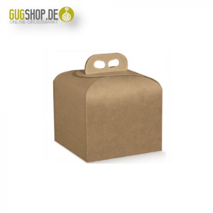Kuchenkarton Karton mit Griff braun 16,0 x 16,0 x 14,0cm