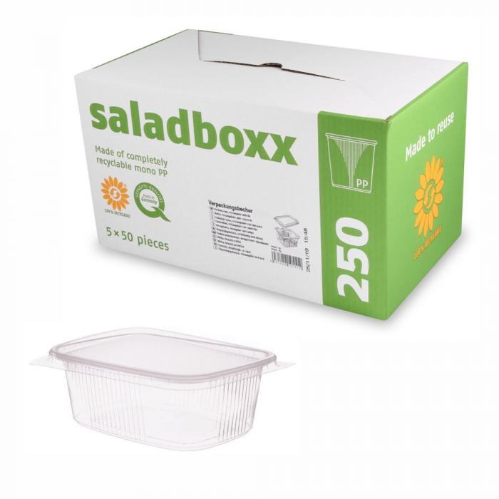 Feinkostbecher PP eckig 200ml inkl. Deckel, "Made in Germany"