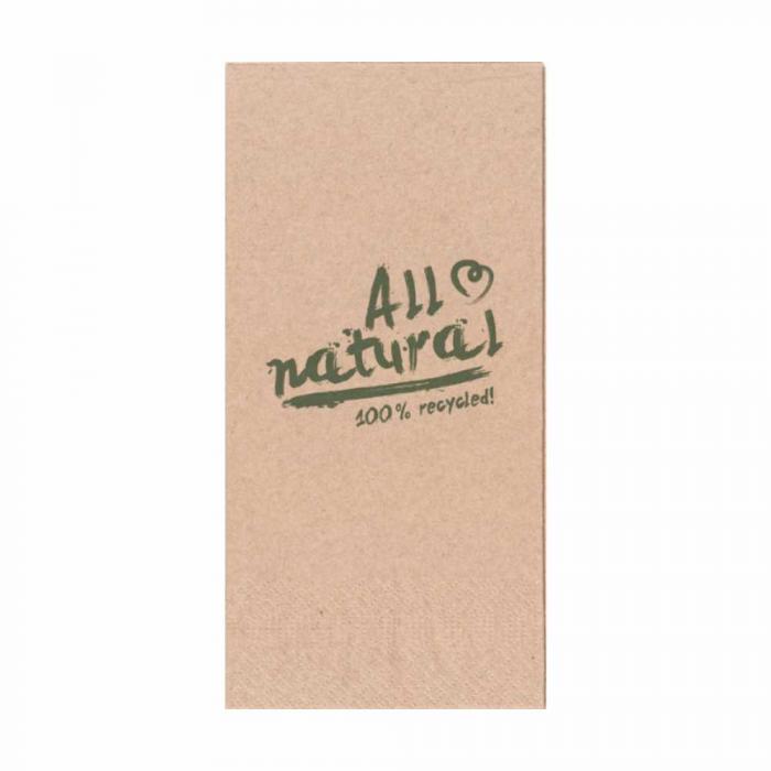 Tissue Serviette ALL NATURAL natur-braun Recycling 33,0 x 33,0cm 1/8 Falz 2-lagig