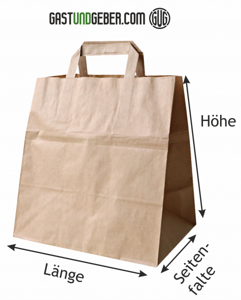 Papier Tragetasche braun 3kg bedruckbar 22 x 10,5 x 30cm