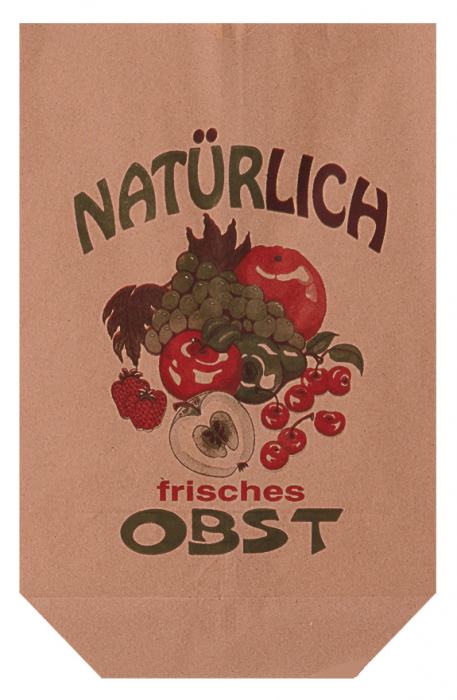 Kreuzbodentüte Kraft "Natürlich frisches Obst" 22,5 x 8,5 x 33,0cm, 2,5kg